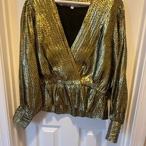 Joie Shimmering Gold V-Neck Blouse